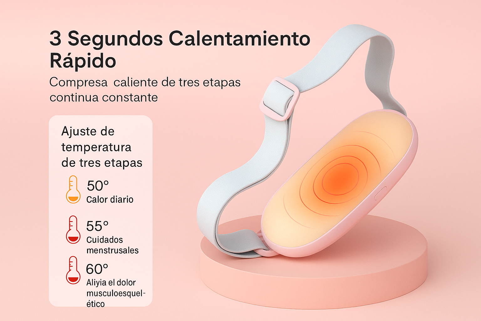 Cinturón Masajeador para Cólicos y Calambres – Alivio Inmediato con Calor Terapéutico