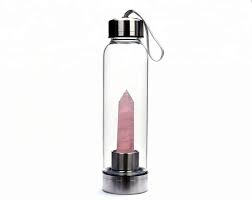 💎 Botella de Agua de Cristal con Cuarzo Natural 💎 - CuerAct