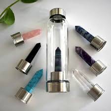 💎 Botella de Agua de Cristal con Cuarzo Natural 💎 - CuerAct